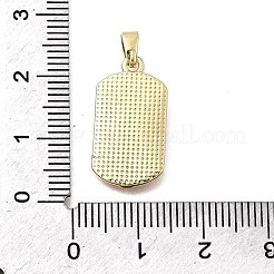 真鍮製エナメルペンダント  18KGP本金メッキ  クロスチャーム付き長方形  アンティークホワイト  21x11x2.5mm  穴：4.5x2mm&nbsp;X-KK-P336-14G-02