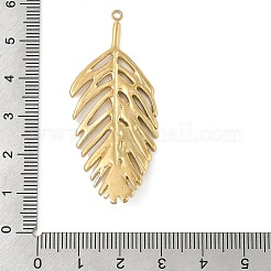 304ステンレススチール製ビッグペンダント  葉のチャーム  PVD真空メッキ  18KGP本金メッキ  53x22x2mm  穴：1.8mm&nbsp;STAS-P380-32G