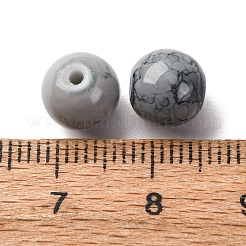 ベーキングペイント不透明ガラスビーズ  ラウンド  グレー  8mm  穴：1.5mm&nbsp;CCG-XCP0001-04C-01