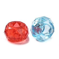 クリアアクリルヨーロピアンビーズ  多面カット  大穴ビーズ  ロンデル  ミックスカラー  13.5x8mm  穴：5.7mm&nbsp;KY-T025-04-E