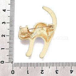 エナメルピン  バックパック用合金ラペルピン  猫の形  ゴールドカラー  ホワイト  37.5x27.5mm&nbsp;JEWB-P055-11G-02