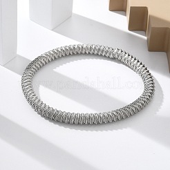女性用304ステンレススチールストレッチバングル  ステンレス鋼色  1/4インチ（0.6cm）  内径：2-3/8インチ（6.05cm）&nbsp;LS-BJEW-P315-02G-P