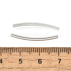 チューブビーズ  真鍮  カーブ  カドミウムフリー＆ニッケルフリー＆鉛フリー  銀  25x2mm  穴：1mm&nbsp;EC297-S-NF
