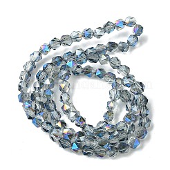 電気メッキガラスビーズセット  多面カットラウンド  ライトスチールブルー  5.5x5x6mm  穴：1mm  約101個/連  22.05''（56センチメートル）&nbsp;EGLA-K061-07A-HR03