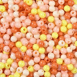 不透明なアクリルビーズ  ラウンド  鮭色  4mm  穴：1.2mm&nbsp;OACR-H118-07B-05