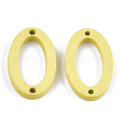塗装ポプラウッドリンク  オーバル  きいろ  24.5x15x3mm  穴：1.4mm&nbsp;WOOD-S045-069F