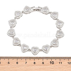 Brass Pave Cubic Zirconia Heart Tennis Bracelets for Women&nbsp;KK-CBA68DA-09P-01