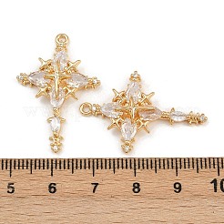 真鍮製マイクロパヴェキュービックジルコニアペンダント  スター  18KGP本金メッキ  31x21x6mm  穴：1.5mm&nbsp;KK-K407-21G