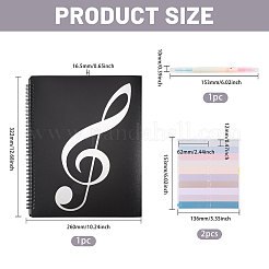 プラスチック製のピアノ楽譜フォルダー  インデックスタブとペン付き  長方形  ブラック  322x260x16.5mm&nbsp;AJEW-WH0410-133B