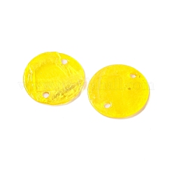 スプレー塗装された天然カピス貝のコネクタチャーム  ディスク  ゴールド  15x1.5mm  穴：1mm&nbsp;BSHE-S304-18G