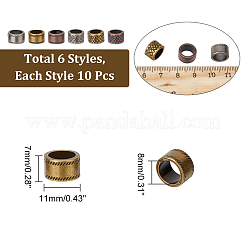 60Pcs 6 Style  Tibetan Style Alloy Spacer Beads&nbsp;FIND-AR0003-23