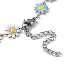 Enamel Daisy Link Chain Necklace&nbsp;NJEW-P220-01P-07