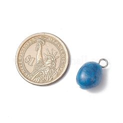 クラックオペークアクリルビーズ  鉄製の平頭ピン付き模造ターコイズペンダント  オーバル  19.5x11.5x11mm  穴：3mm&nbsp;PALLOY-JF03800-02