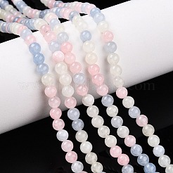 染め加工天然石ホワイトジェイドビーズ連売り  ツートン  ラウンド  ミックスカラー  4.5x4~4.5mm  穴：0.8mm  約90~91個/連  14.76~14.92''（37.5~37.9センチメートル）&nbsp;G-T140-4mm-A03