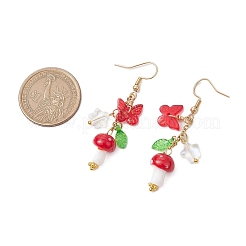 304 Stainless Steel Butterfly & Mushroom Dangle Earrings for Women&nbsp;EJEW-JE06235