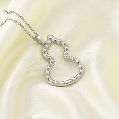 304ステンレススチールペンダントネックレス  ヒョウタン  ステンレス鋼色  25.59インチ（65cm）&nbsp;NJEW-K255-20P