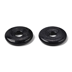 合成ブルーゴールドストーン青金砂石ペンダント  ドーナツ/円盤チャーム  30x6mm  穴：8mm&nbsp;G-A320-01A-19