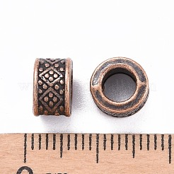 チベット風合金ヨーロピアンビーズ  大穴ビーズ  鉛フリー＆カドミウムフリー  コラム  赤銅鉱  8x5mm  穴：4.5mm&nbsp;K0932061
