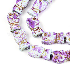 スプレープリント合成ターコイズビーズ連売り  魚  紺碧  19~20x11x6mm  穴：1.2~1.4mm  約20個/連  14.96~15.16''（38~38.5センチメートル）&nbsp;TURQ-T004-16E