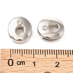 ブレスレット時計バンド作り用の文字スライドチャーム  プラチナメッキ合金クリスタルラインストーンスライドチャーム  カドミウムフリー＆ニッケルフリー＆鉛フリー  文字.o  11~13x9~11.5x4~5mm  穴：7.5~8x1mm&nbsp;X-ALRI-O012-O-NR