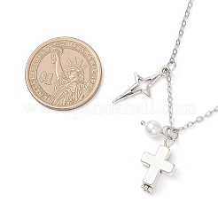 Alloy Cross Star Pendant Brass Cable Chain Necklaces for Women&nbsp;NJEW-JN05789