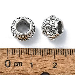 チベット風合金ヨーロピアンビーズ  大穴ビーズ  ドラム  アンティークシルバー  11x7mm  穴：5.3mm  約260個/500g&nbsp;TIBEB-F065-13AS