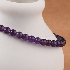 天然アメジストラウンドビーズストレッチブレスレット  2-1/8インチ（5.45cm）&nbsp;X-BJEW-L594-B08
