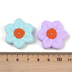 花の食品グレードシリコンフォーカルビーズ  DIYの看護ネックレス用  ミックスカラー  30x27.5x7.5mm  穴：2.5mm&nbsp;SIL-A011-02D