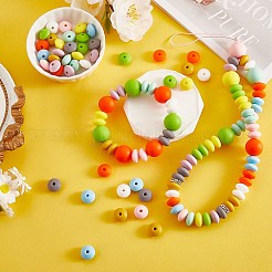 100Pcs 12MM Silicone Abacus Beads Silicone Beads Bulk Colorful Spacer Beads Silicone Bead Kit for Keychains Bracelets Necklaces DIY Crafts Making&nbsp;JX320A