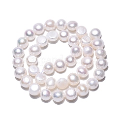 天然養殖淡水パールビーズ連売り  研磨両側  乳白色  8~9.5x8~10x5~7mm  穴：0.6mm  約40~41個/連  14~14.17''（35~36センチメートル）&nbsp;PEAR-N014-08H