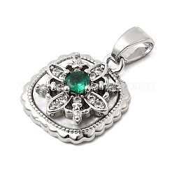 Natural Shell & Green Cubic Zirconia Charms&nbsp;KK-G553-07P