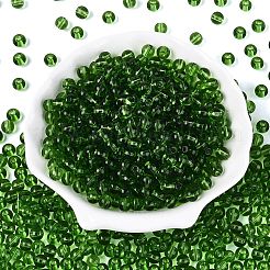 FGB透明ガラスシードビーズ  ラウンド  丸い穴  グリーン  6~6.5mm  穴：1.2~1.5mm  約1600個/ポンド&nbsp;SEED-N013-01B-10
