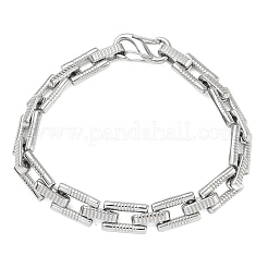 304 Stainless Steel Textured Rectangle Link Chain Bracelets&nbsp;SA-CBA2696-20P