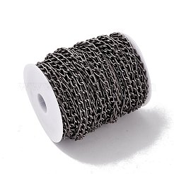 楕円形酸化アルミカーブチェーン  溶接されていない  スプールで  電気泳動黒  リンク：11x6x1.7mm  約30m /ロール&nbsp;CHA-G001-11A-EB