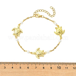 304 Stainless Steel & Round Shell Pearl Beads Link Bracelets&nbsp;BJEW-JB13977-01