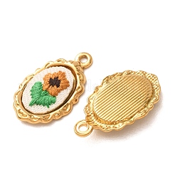 304 Stainless Steel & Cloth Embroidered Pendants&nbsp;FB-CBAFBAF-10G-02