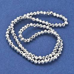 電気メッキガラスビーズセット  多面カット  ロンデル  銀  4x3.5mm  穴：1mm  約105~108個/連  36~37cm&nbsp;EGLA-D030-15B-06