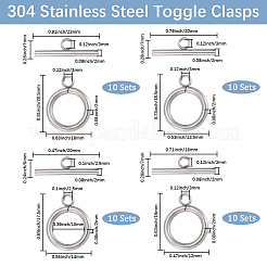 40セット4スタイル304ステンレススチールマンテル  ステンレス鋼色  リング：16~20.5x12~16x2mm  穴：3mm  バー：18~23x7x2mm  穴：3mm  10セット/スタイル&nbsp;STAS-BBC0007-50