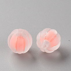 透明なアクリルビーズ  艶消し  二層ビーズ  カボチャ  鮭色  11x11.5mm  穴：2mm  約550個/500g&nbsp;TACR-S152-07C-SS2109