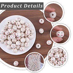 120Pcs Printed Natural Wood European Beads&nbsp;WOOD-GF0002-19A