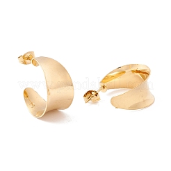 Ion Plating(IP) 304 Stainless Steel Chunky C-shape Stud Earrings&nbsp;EJEW-P198-09G