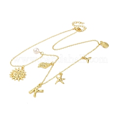 Bohemian Summer Beach Style 18K Gold Plated Shell Shape Initial Pendant Necklaces&nbsp;IL8059-11