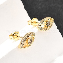 Eye Brass Micro Pave Clear Cubic Zirconia Stud Earrings&nbsp;EJEW-A135-01G