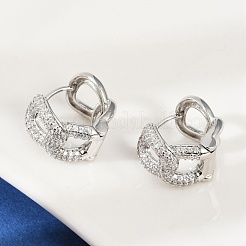 真鍮製クリアキュービックジルコニアダングルイヤリング  チェーンチャーム  プラチナ  14.5x11x16mm&nbsp;EJEW-Q016-04P