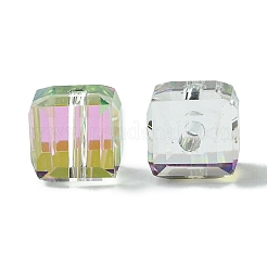 透明電気メッキガラスビーズ 114 個  多面カット  混合図形  ティール  5.5~8x5.5~8x4~6mm  穴：1.2~1.6mm&nbsp;GLAA-K064-09C
