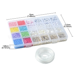 DIY ブレスレット ジュエリー作りキット  プラスチック、アクリル、ガラスビーズを含む  ミックスカラー  3~25x0.8~18.5x0.8~13mm  穴：1~2.3mm&nbsp;DIY-FS0005-96A
