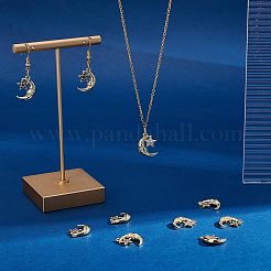 10個5色環境にやさしい真鍮マイクロパヴェキュービックジルコニアペンダント  ムーン  ミックスカラー  17x12.5x4mm  穴：1.2mm  2個/カラー&nbsp;KK-FH0002-89