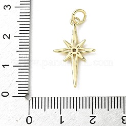 真鍮製マイクロパヴェキュービックジルコニアペンダント  丸カン付き  スターのチャーム  18KGP本金メッキ  23.5x13.5x2mm  穴：3mm&nbsp;KK-L248-07G-04