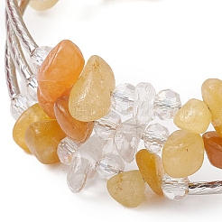 Natural Topaz Jade Chip & Glass & Brass Tube Beaded Bangles for Women&nbsp;BJEW-JB11265-04
