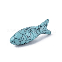 合成ターコイズの彫刻ペンダント  魚  37~41x12.5~15x12~13mm  穴：0.9~1mm&nbsp;G-T144-47B